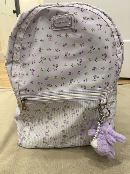 Madden Girl Handbags - RARE & hard find Madden Girl Purple Bow Striped/Ditsy Dome Backpack with/ Charms
